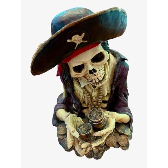 RARE '97 Skulpture by David Wang Skeleton Pirate Booty Treasure Zombie Halloween - Picture 10 of 15